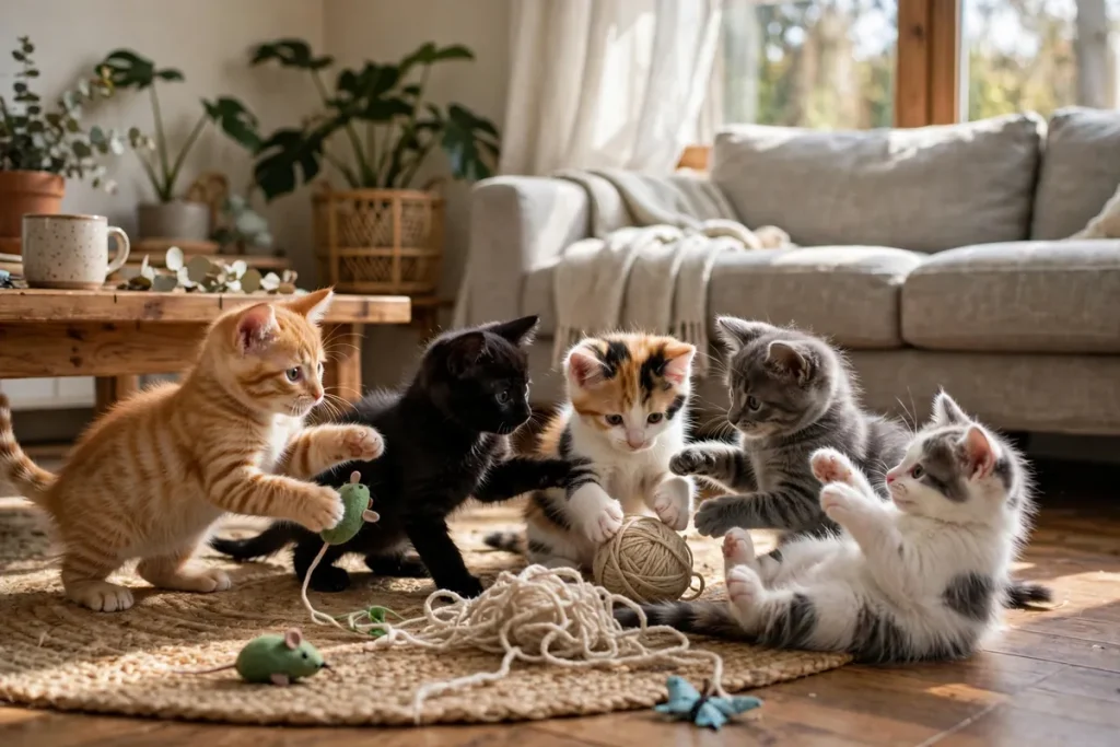 A group of kittens playing together